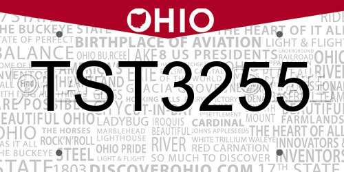 TST3255 Ohio License Plate