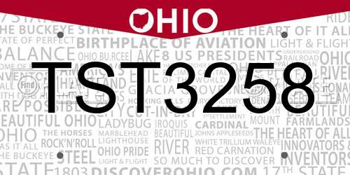 TST3258 Ohio License Plate
