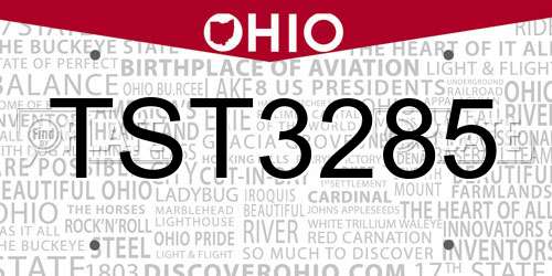 TST3285 Ohio License Plate