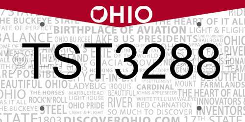 TST3288 Ohio License Plate
