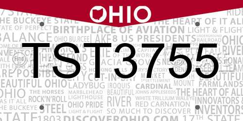 TST3755 Ohio License Plate