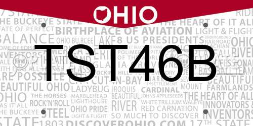 TST46B Ohio License Plate