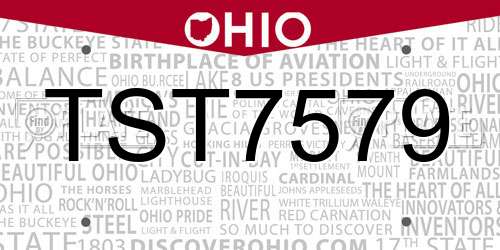 TST7579 Ohio License Plate