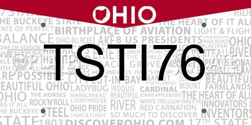 TSTI76 Ohio License Plate
