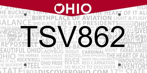 TSV862 Ohio License Plate