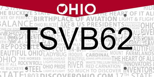 TSVB62 Ohio License Plate
