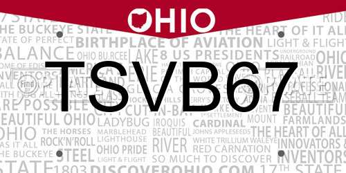 TSVB67 Ohio License Plate