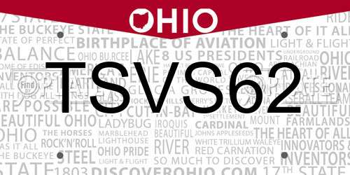 TSVS62 Ohio License Plate
