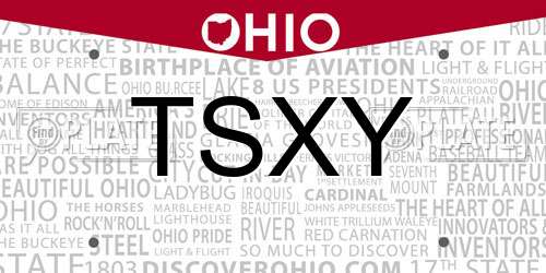 TSXY Ohio License Plate