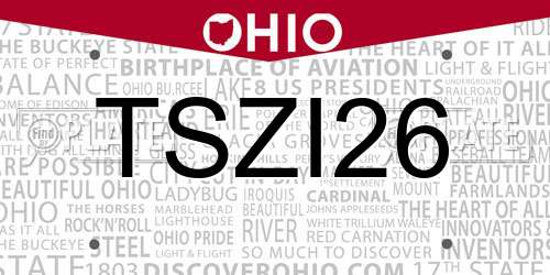 TSZI26 Ohio License Plate