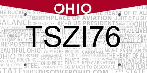 TSZI76 Ohio License Plate