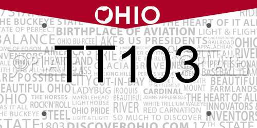 TT103 Ohio License Plate