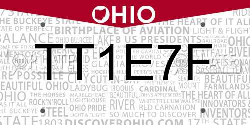 TT1E7F Ohio License Plate