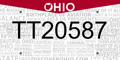 TT20587 Ohio License Plate