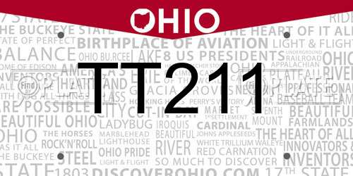 TT211 Ohio License Plate