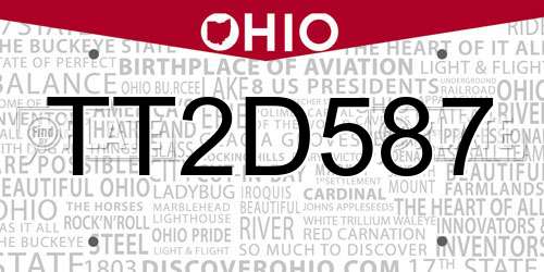TT2D587 Ohio License Plate