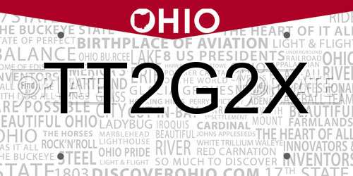 TT2G2X Ohio License Plate