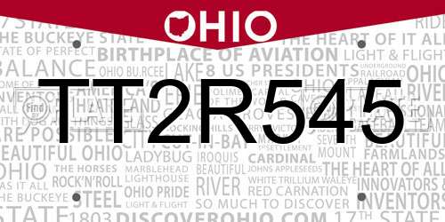 TT2R545 Ohio License Plate