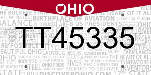 TT45335 Ohio License Plate