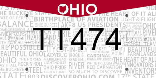 TT474 Ohio License Plate