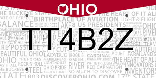 TT4B2Z Ohio License Plate