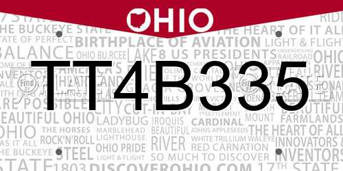 TT4B335 Ohio License Plate