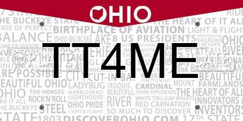 TT4ME Ohio License Plate