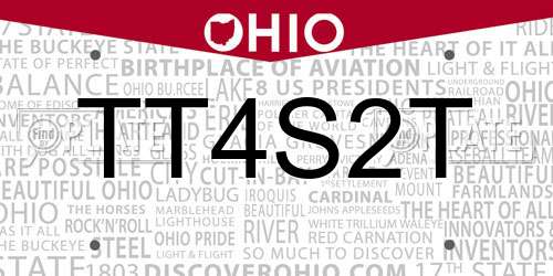 TT4S2T Ohio License Plate
