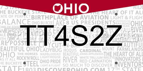 TT4S2Z Ohio License Plate