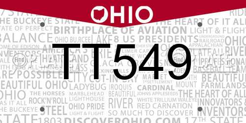 TT549 Ohio License Plate