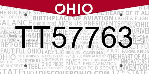 TT57763 Ohio License Plate