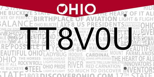 TT8V0U Ohio License Plate