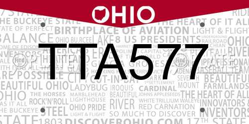 TTA577 Ohio License Plate