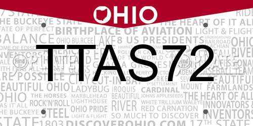 TTAS72 Ohio License Plate
