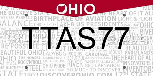 TTAS77 Ohio License Plate