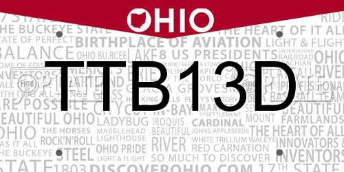 TTB13D Ohio License Plate
