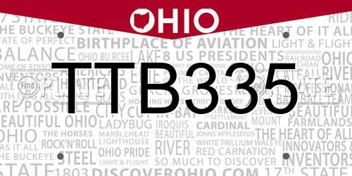 TTB335 Ohio License Plate