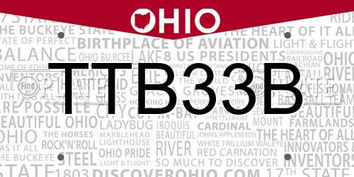 TTB33B Ohio License Plate