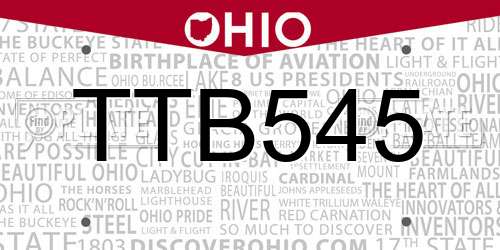 TTB545 Ohio License Plate