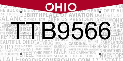 TTB9566 Ohio License Plate