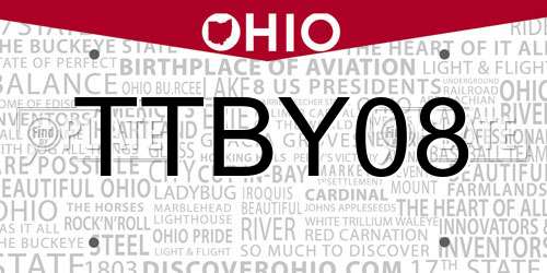TTBY08 Ohio License Plate