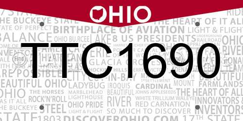 TTC1690 Ohio License Plate
