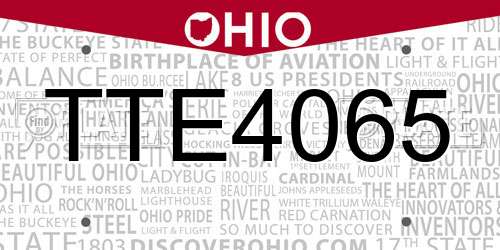 TTE4065 Ohio License Plate
