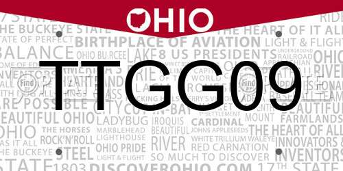 TTGG09 Ohio License Plate