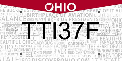TTI37F Ohio License Plate