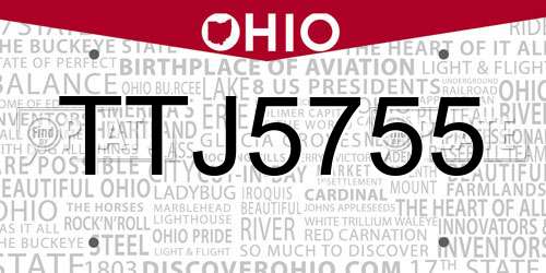 TTJ5755 Ohio License Plate