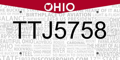 TTJ5758 Ohio License Plate