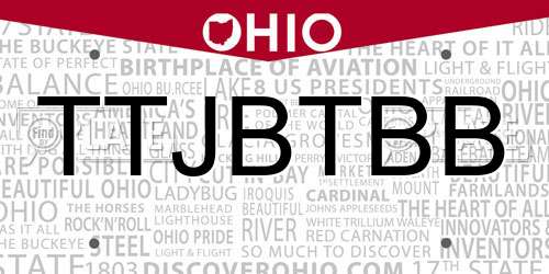TTJBTBB Ohio License Plate