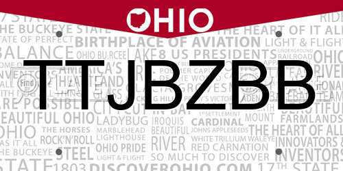 TTJBZBB Ohio License Plate