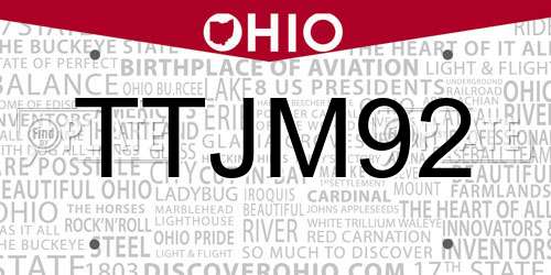 TTJM92 Ohio License Plate